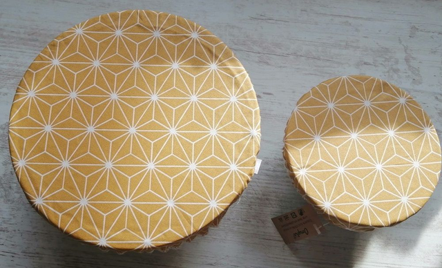 Couvre saladier 26cm en lin ou coton enduit réutilisable