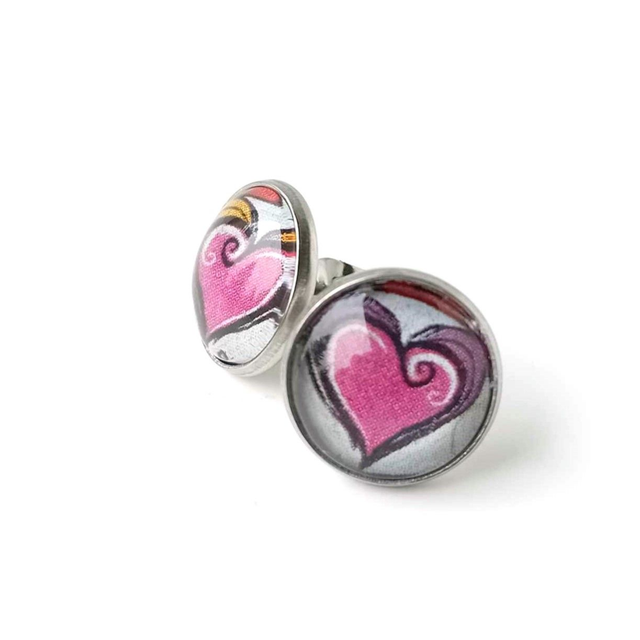 Puces d&#039;oreilles en PAPIER recyclé - Coeur - Pièces Artisanales et Uniques 