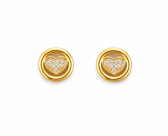 Pendientes mini acero dorado y brillos 