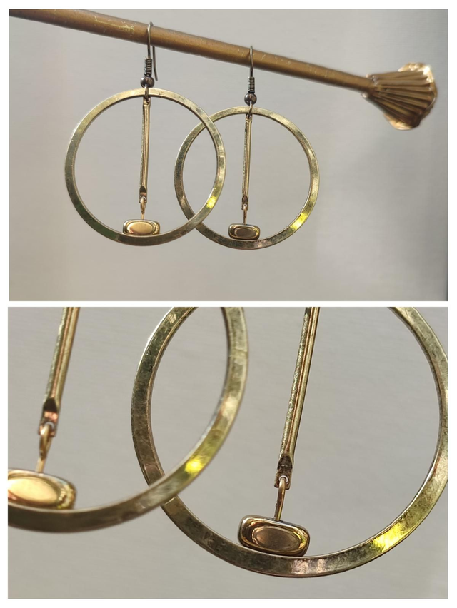 Cercles bronze et hématite (pierres naturelles), sans nickel, pièce unique 