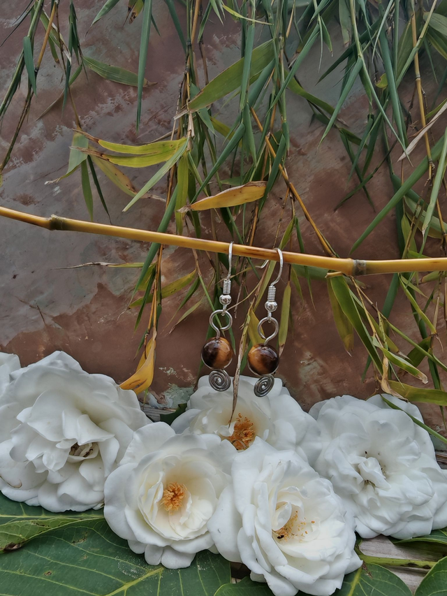 Spirales, boucles d&#039;oreilles en oeil de tigre