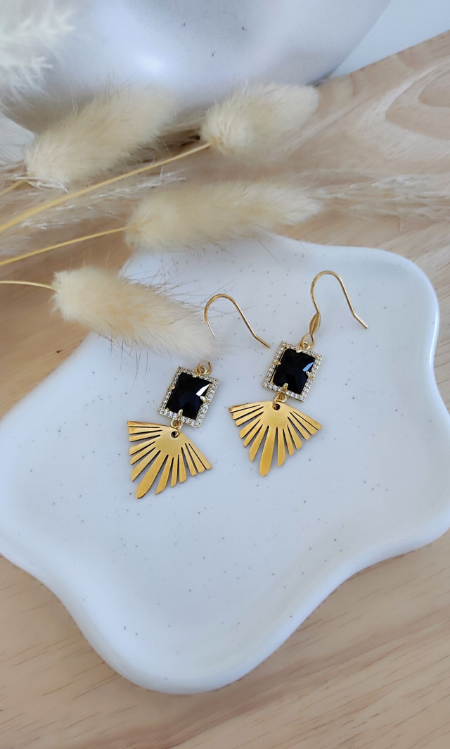 Boucles d'oreilles "Éclat" Obsidienne