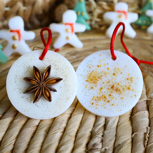 Suspension Noël - Chocolat Chaud & Mandarine (lot de 4)☕🍊