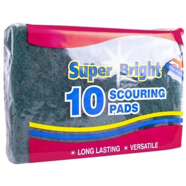 SUPER BRIGHT SCOURING PADS 10 PACK