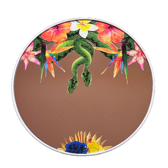 Green Snakes Upcycled Mirror - &quot;Tropical Punk 2&quot; - by House of Frisson