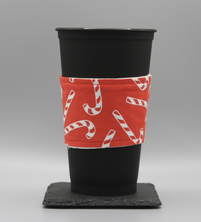 Candy cane cup cozy