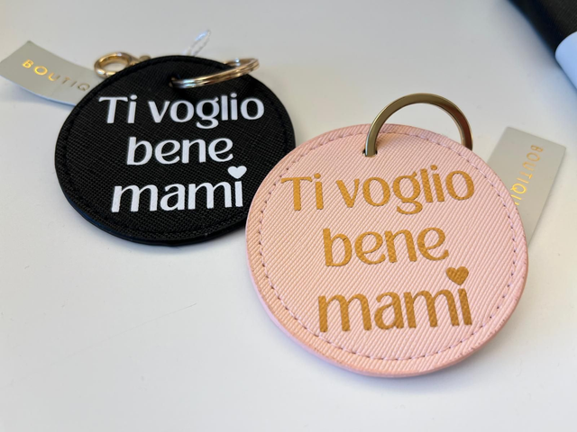 Portachiavi rotondo "Ti voglio bene mami"