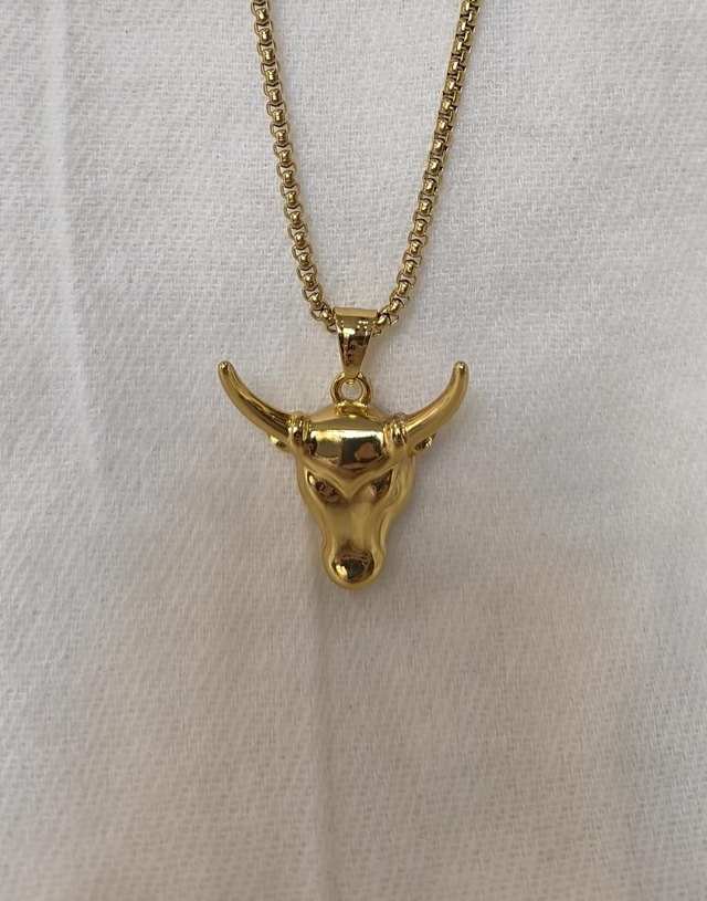 Collier fanorolahy tête de zébu couleur or 