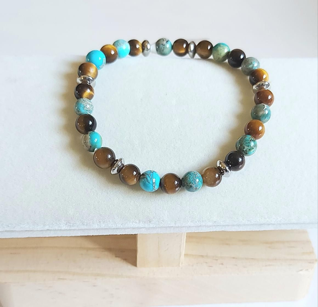 Jaspe Impérial Bleu Turquoise et Œil de Tigre 