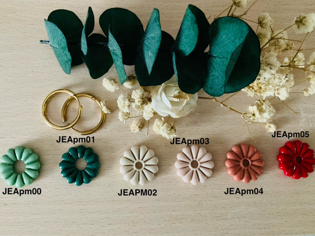 Pampilles interchangeables JEANNE 19mm en pâte polymère et résine UV ,divers coloris ; vendues par paire INTERDITES AUX MOINS DE 6 ANS