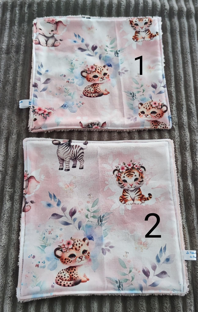 Serviette de visage animaux rose 