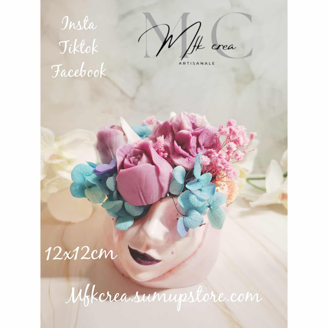 visage jesmonite fleur cire parfumée Monoï