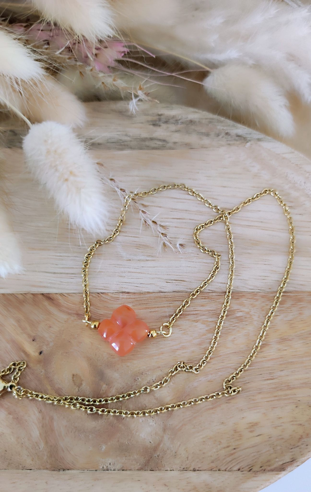 Collier Trèfle Cornaline