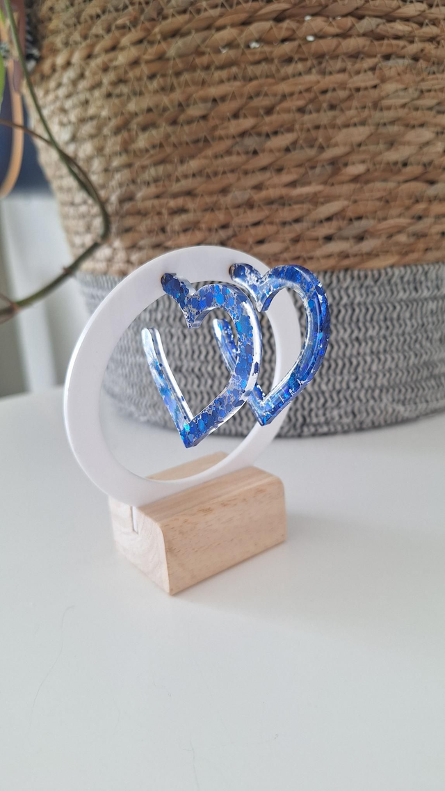 Créoles cœurs paillettes bleues