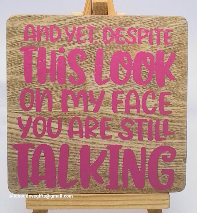 Coaster With Humouring Quote Designed Wooden Coaster.