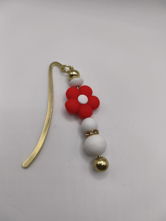 Marque page fleur rouge 