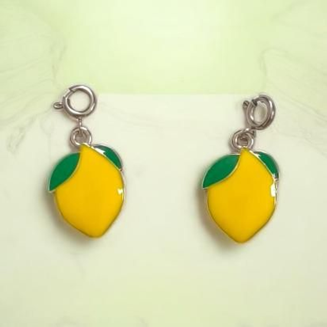 🍋 Charm's Citron Argenté Émaillé Jaune &amp; Vert – Breloque 12 x 19 mm | La Mondaine Créations