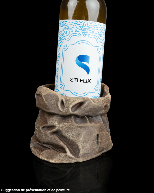 Support bouteille de vin : Sac en toile