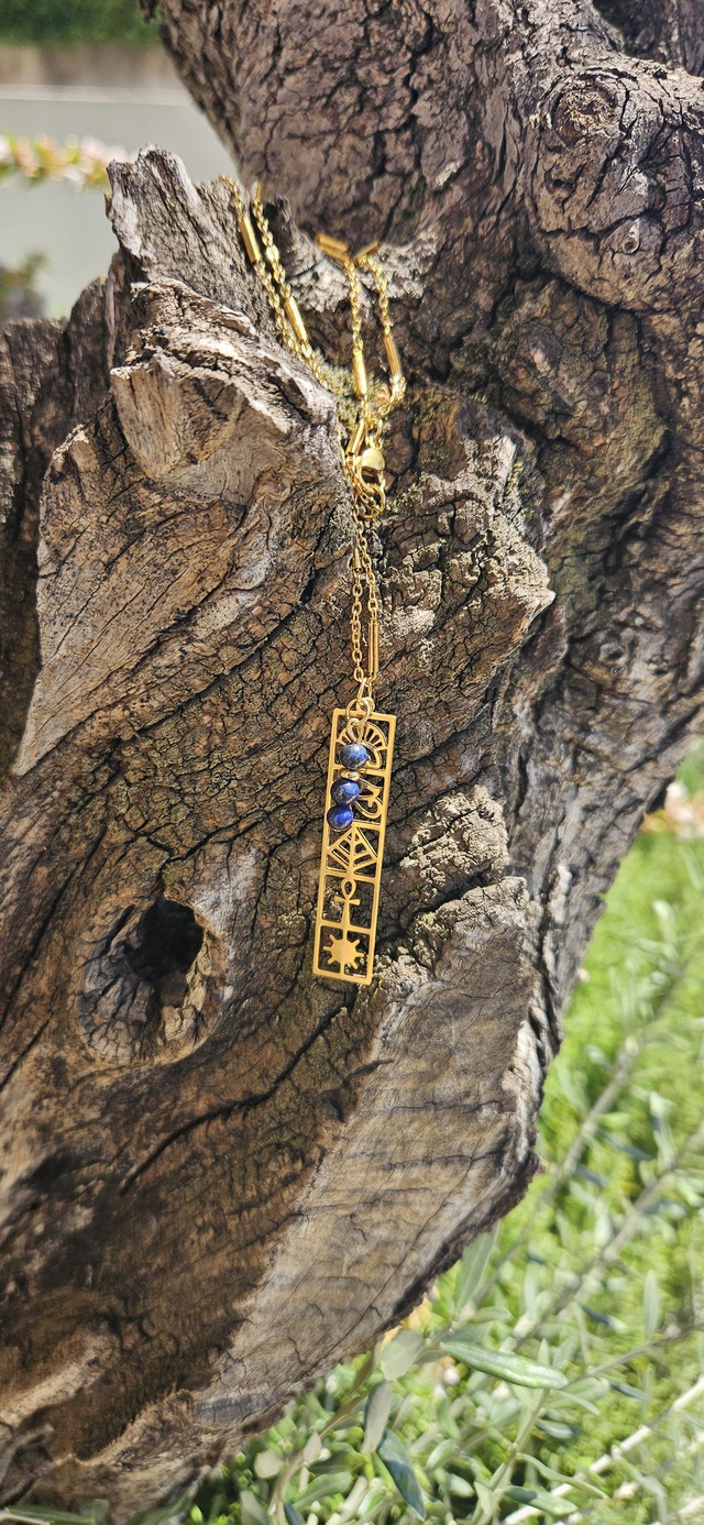 Sautoir DIVINE SAGESSE "Lapis-Lazuli" &amp; Symbole Sacré – Bijou lithothérapie