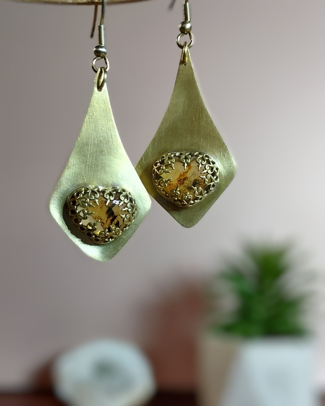 Boucles d&#039;oreille cœur d&#039;Ambre