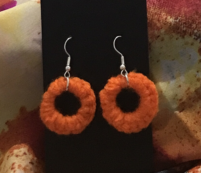 Orange Plain Crochet Dangling Earrings - PCOD07