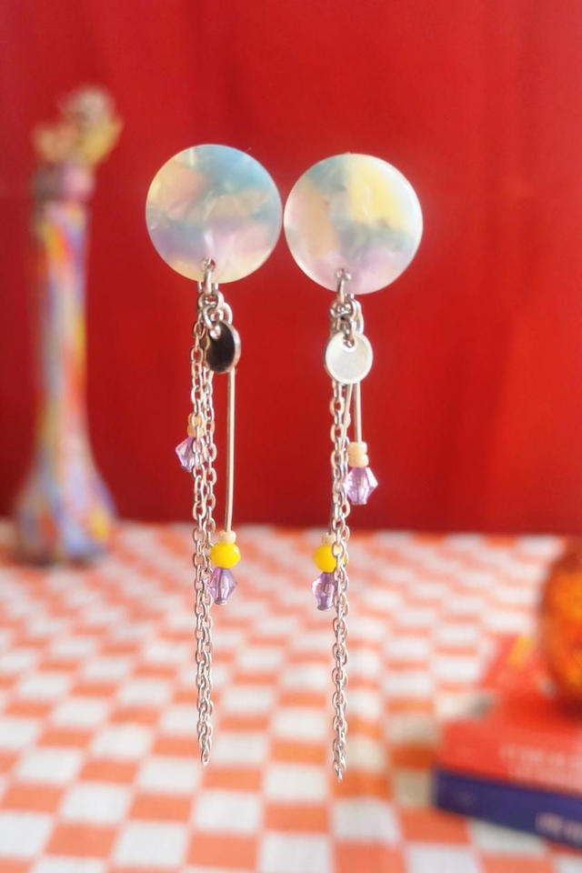 Boucles d'oreilles Puces Multicolores Bleues