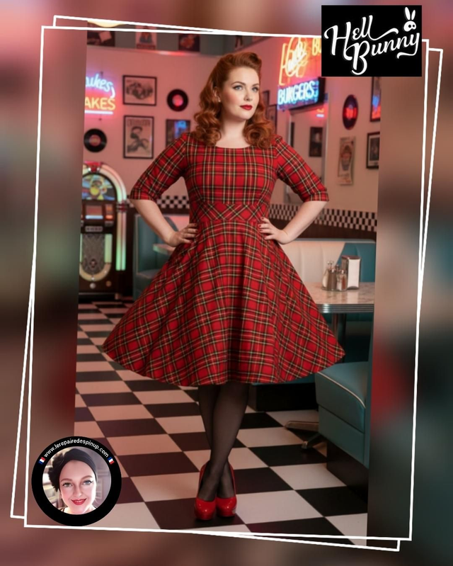 Robe Hell Bunny Tartan rouge T48