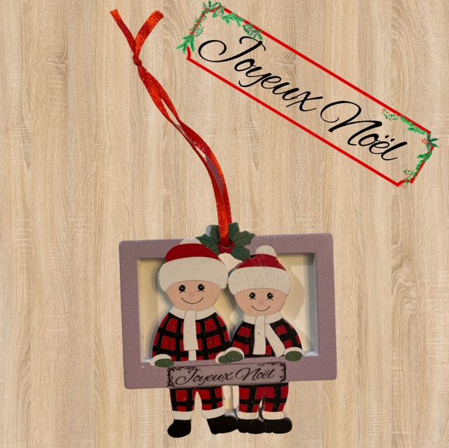 Décoration Noël en bois “2 adultes” à personnaliser 