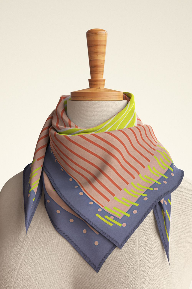 Foulard carré Gombos Saumon  Voile 50 cm x 50 cm