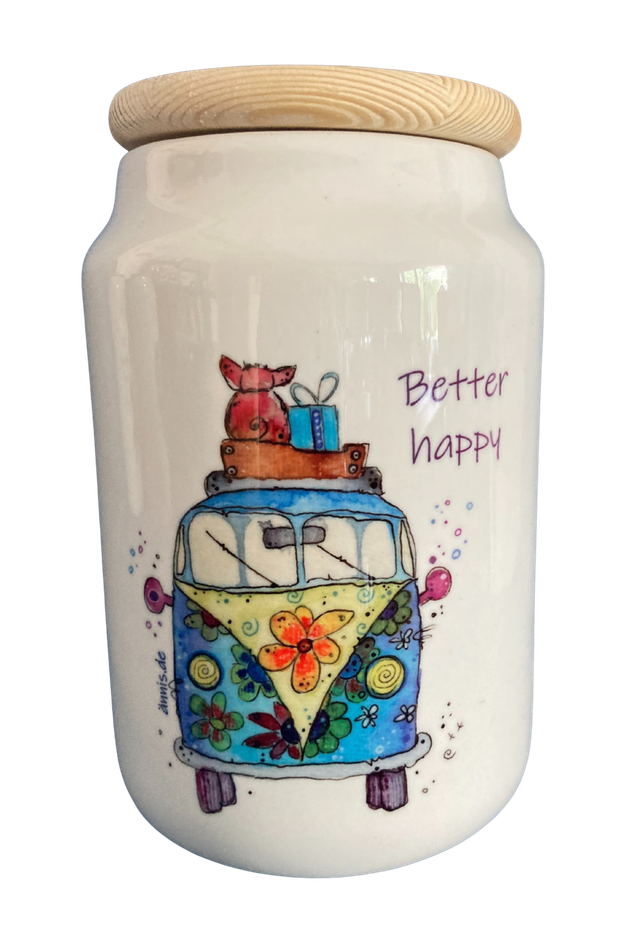 Keramikdose "Bully mit Schweinchen - Better happy"