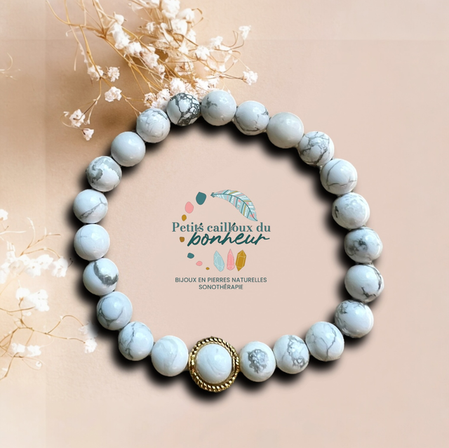 Bracelet en Howlite – Calme & Patience