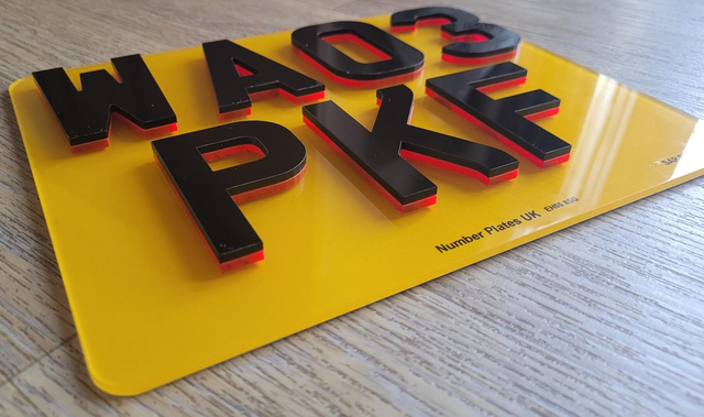 6mm Neon Red &amp; Black 4D Motorbike Plate