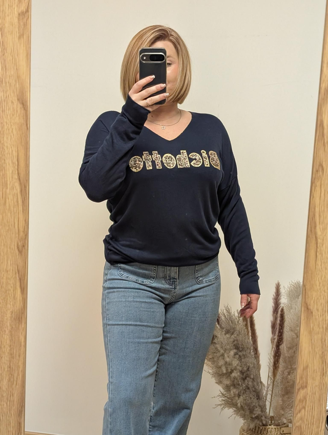 Ref P022 Pull Bichette marine 