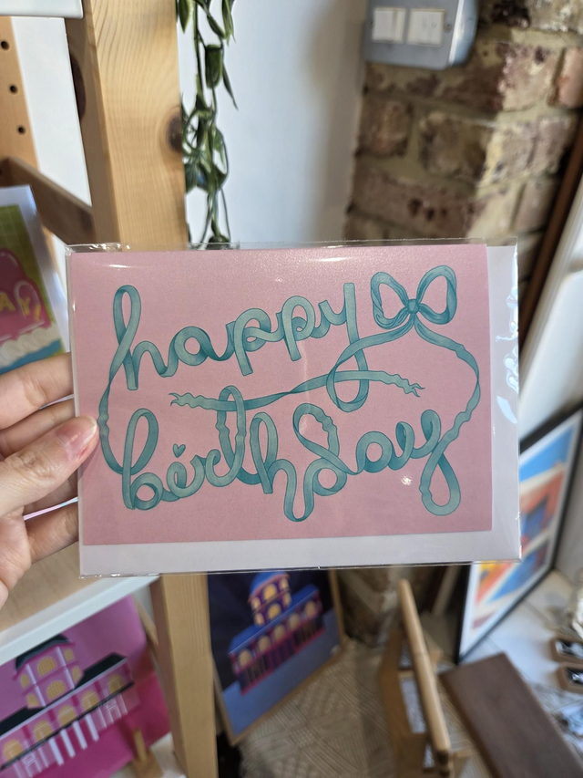 Happy Birthday Coquette Ribbon Birthday Greetings Card - MD-039