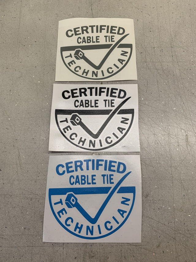 certified cable tie technician sticker 