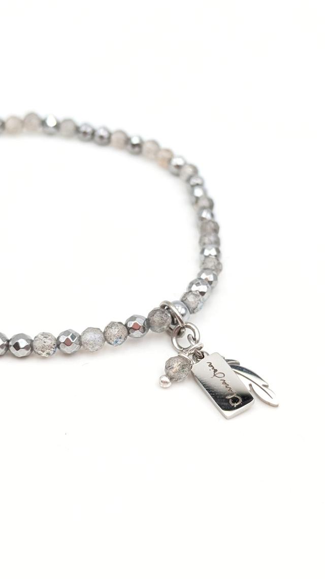 🌙 Bracelet Labradorite Facettée &amp; Acier – Intuition et Légèreté