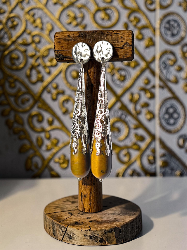 Boucles d'oreilles ZAHÏRA - Œil de tigre