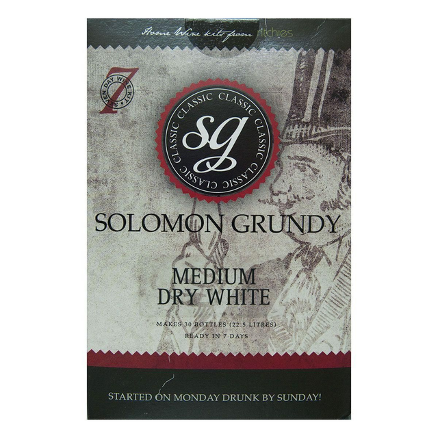 Classic Dry White Wine Solomon Grundy  30 Bottle 