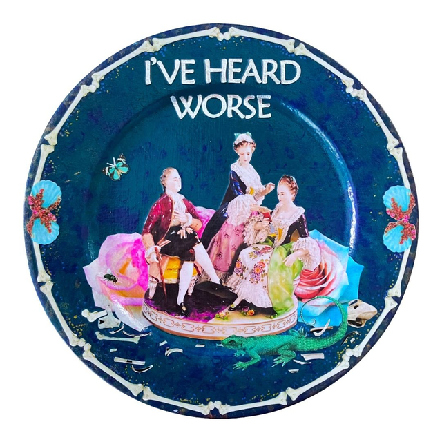 "I've Heard Worse" Deep Teal Green Upcycled Wall Plate - House of Frisson