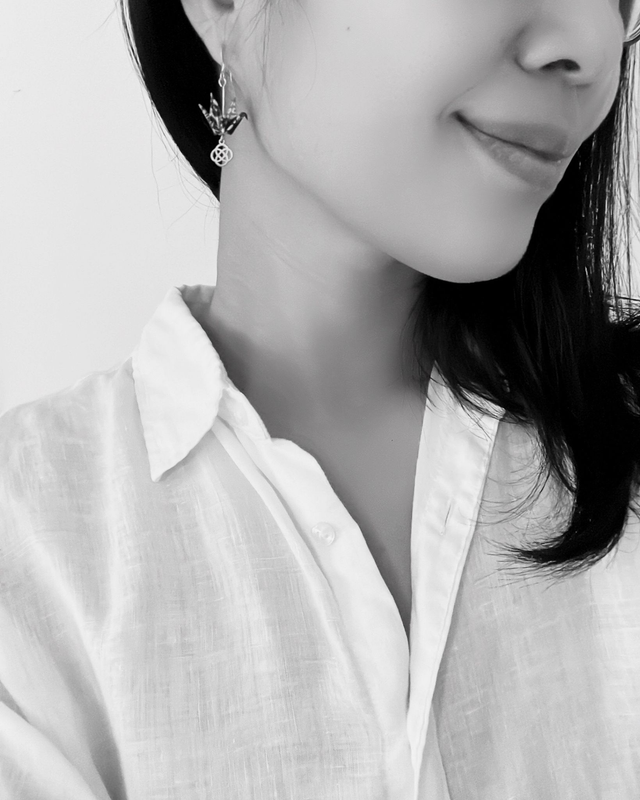 Origami oiseaux, grues / GOLD FILLED, Or laminé / Papier japonais Washi / Vert, or / Boucles d'oreilles / Bijou origami /