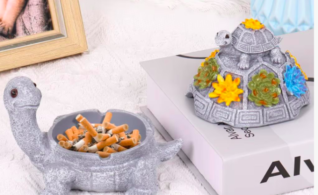 Luxe asbak schildpad met schild opening 