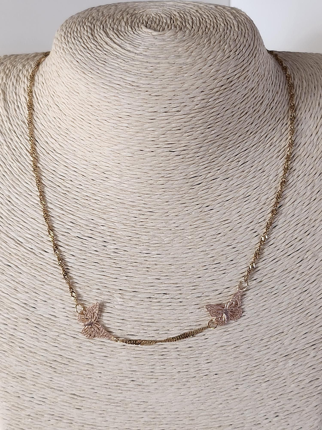 Collier papillons brodé doré 
