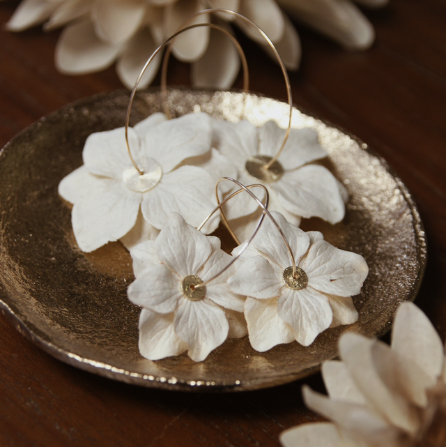 Boucles d'Oreilles Hortensia Nature
