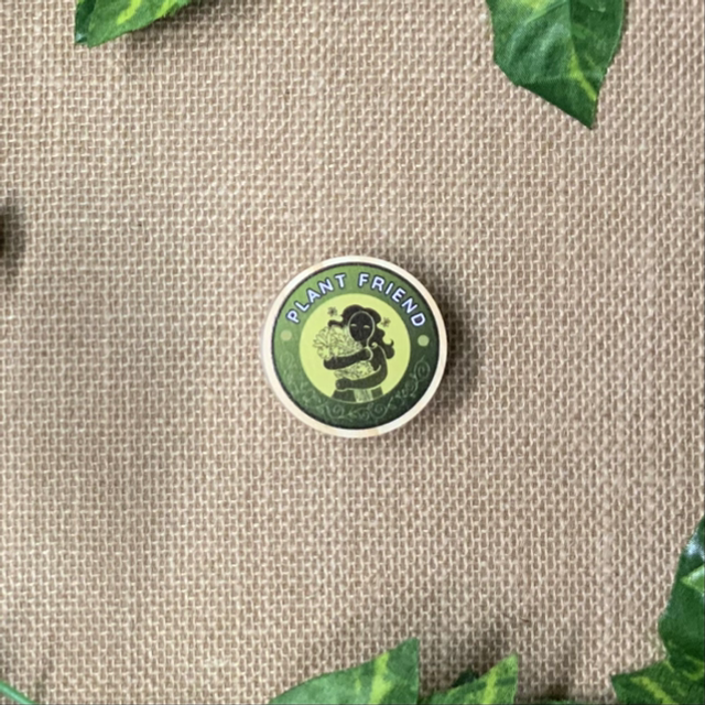 Wooden Pin Badge - Plant Friend