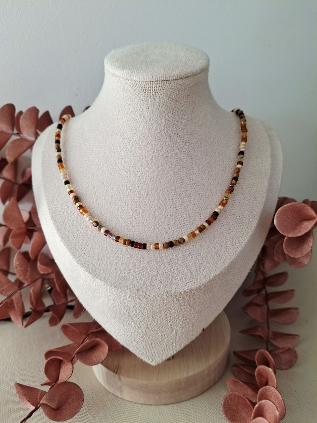 Collier Éclat - brun beige (finition dorée)