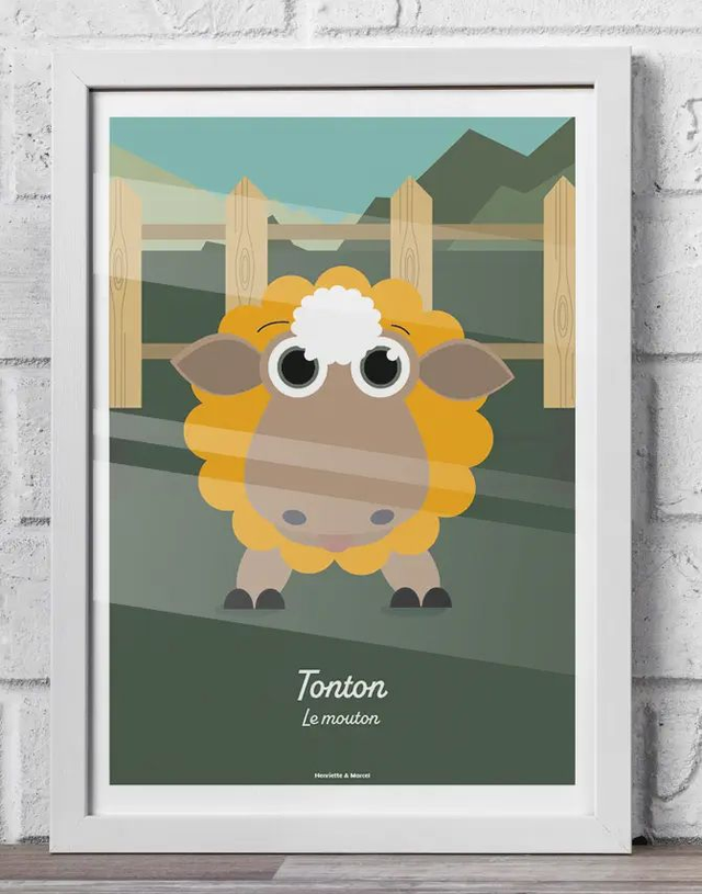 29 - Carte postale enfant mouton décor