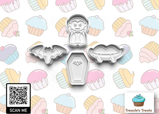 Halloween Vampire theme Fondant/cookie stamps with cutters 