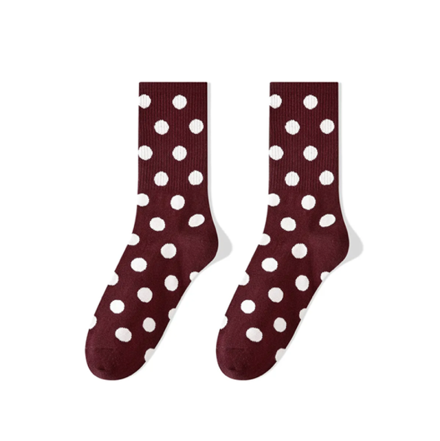 Bordeaux rode polkadot sokken  