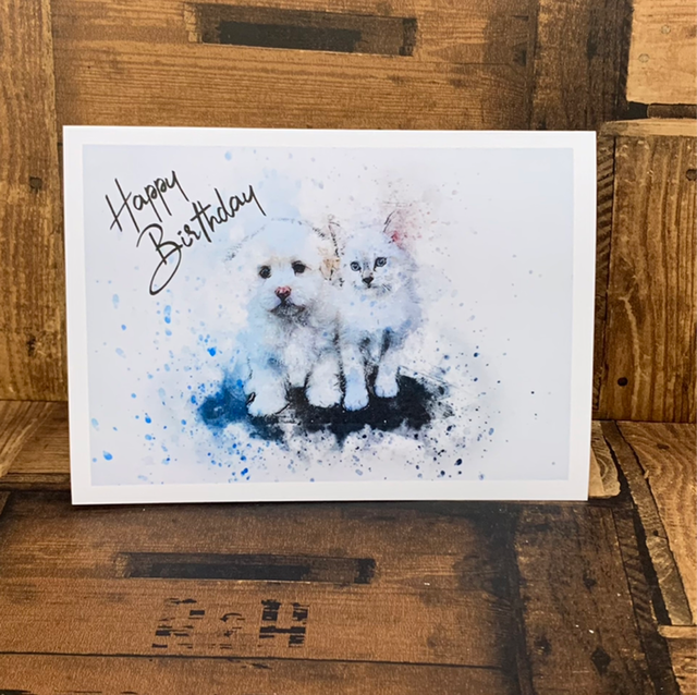 Puppy And Kitten Card 