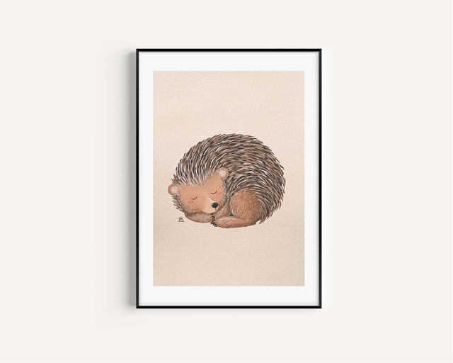 Zaspani jež (Giclée print)